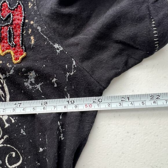 Vintage 90’s Propaganda Single Stitch Tee Shirt Black Dark Goth Embellished Bead - Picture 12 of 15